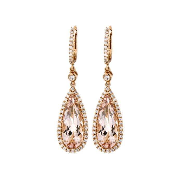 Morganite Diamond Earring