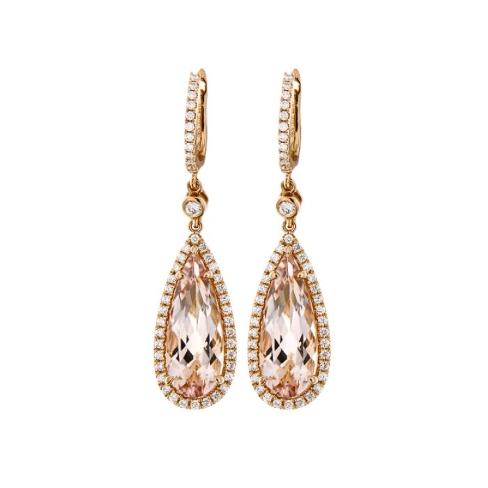 Morganite Diamond Earring