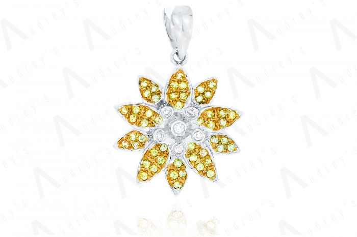 Yellow Sapphire Floral Diamond Necklace