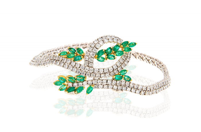 Emerald Diamond Artistic Bracelet