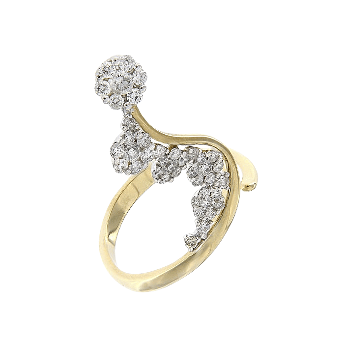 18K Yellow Gold Floral Diamond Cocktail Ring