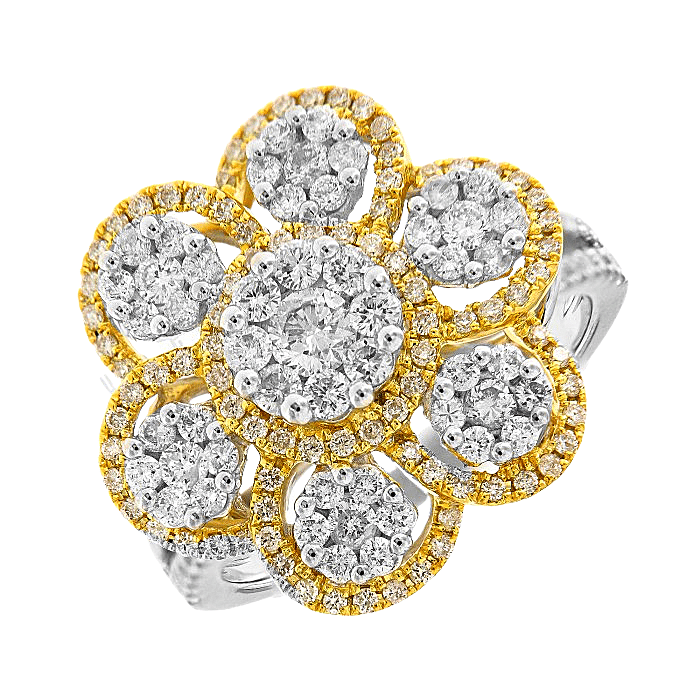  Yellow/ White Gold Diamond Statement Ring