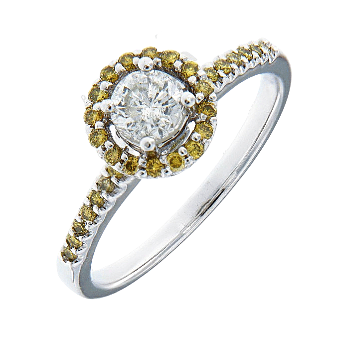 Fancy & White Diamond Engagement Ring