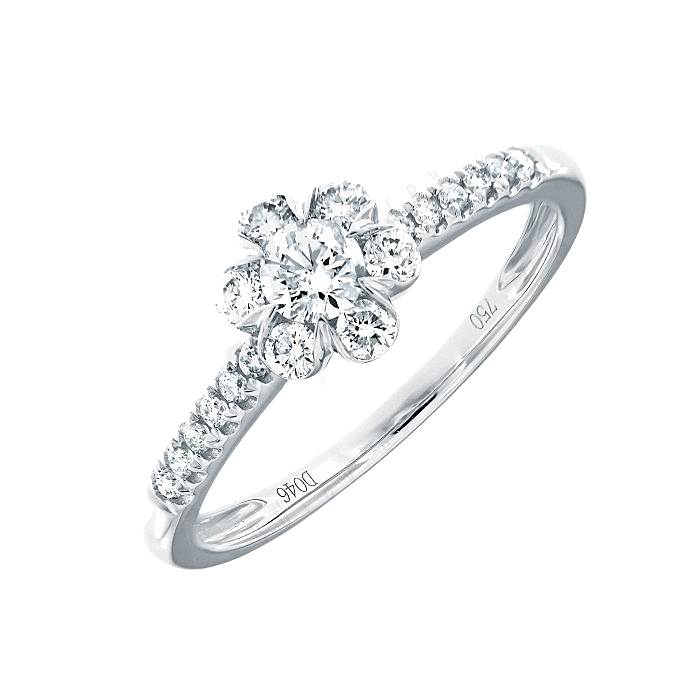  Floral Diamond Engagement Ring