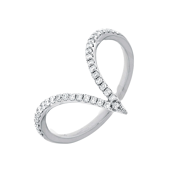 White Gold Fancy V Shape Diamond Ring 