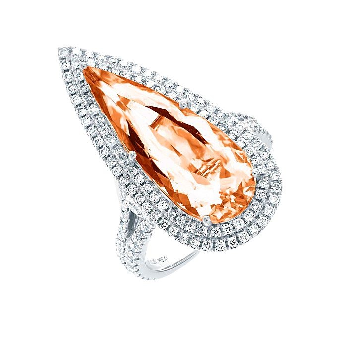  Fancy Morganite & Diamond Ring 