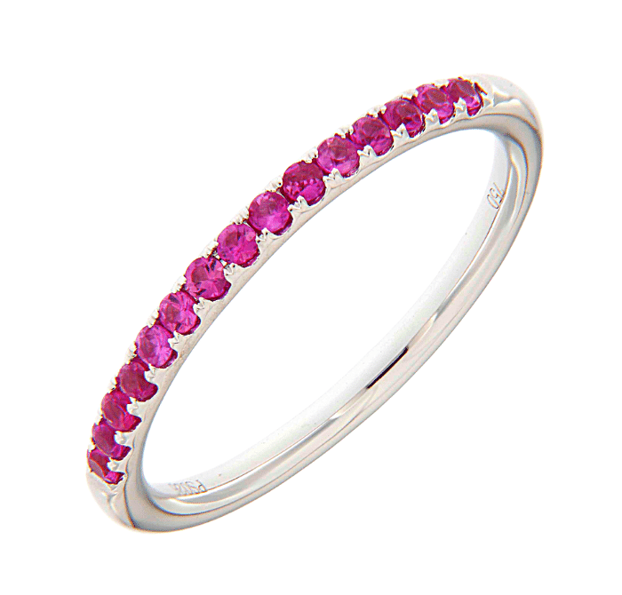  Pink Sapphire & Diamond Micropave Wedding Ring