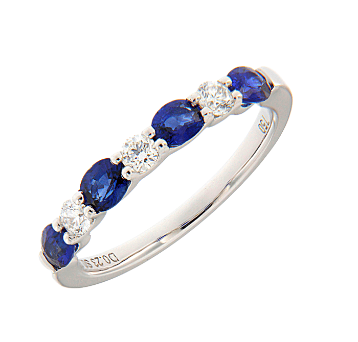 Sapphire & Diamond Half Eternity Wedding Band