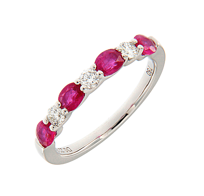 Sapphire & Diamond Half Eternity Wedding Band
