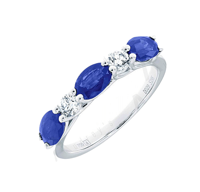 Sapphire & Diamond Half Eternity Wedding Band