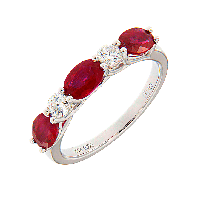  Ruby & Diamond Half Eternity Wedding Band 