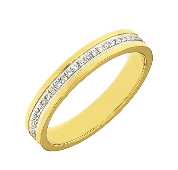 Gold Channel Set Diamond Wedding Band