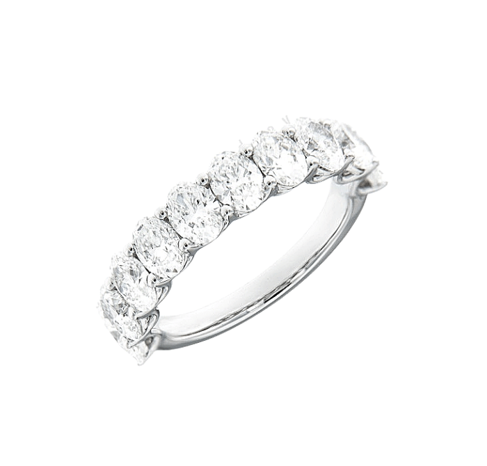 Oval Shape Diamond Wedding Band
