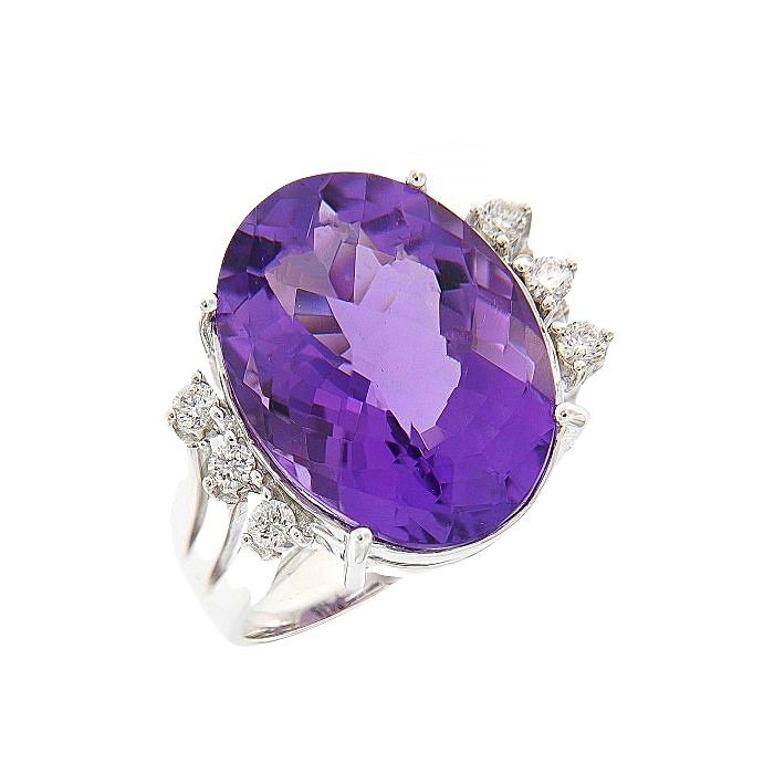 Amethyst Diamond Statement Ring