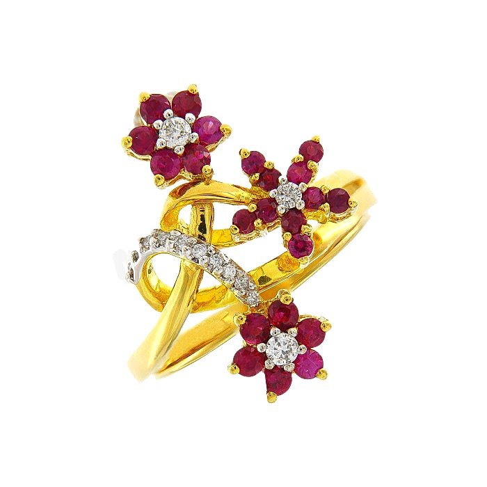Ruby Diamond Floral Dress Ring