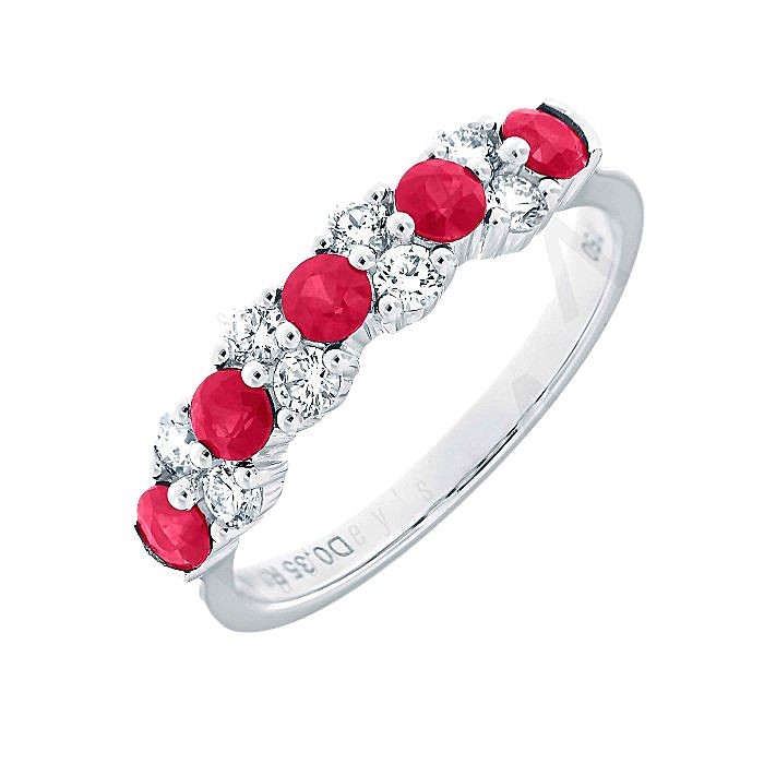  U Prong Ruby Diamond Band