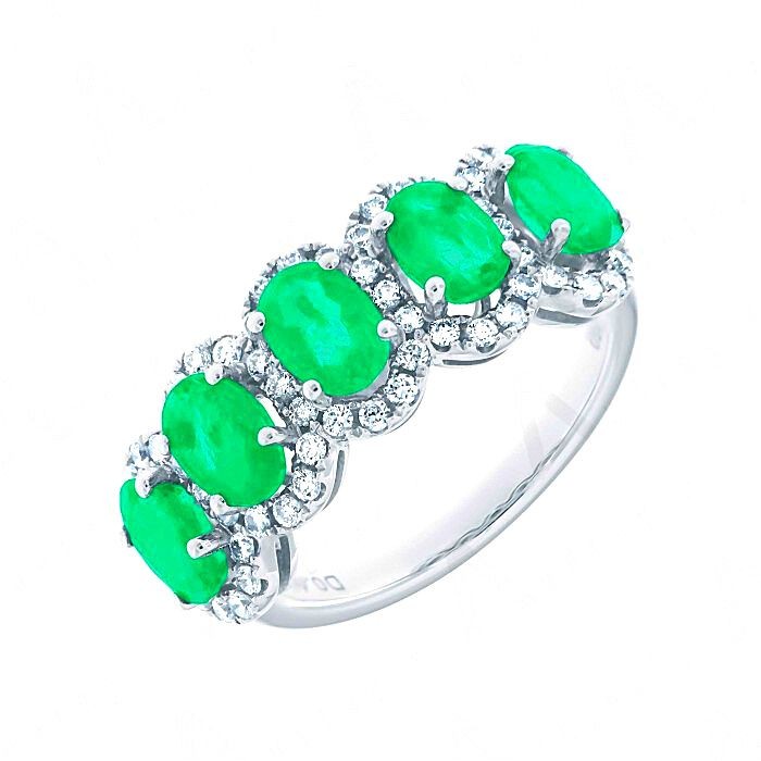 Emerald U Prong Diamond Ring