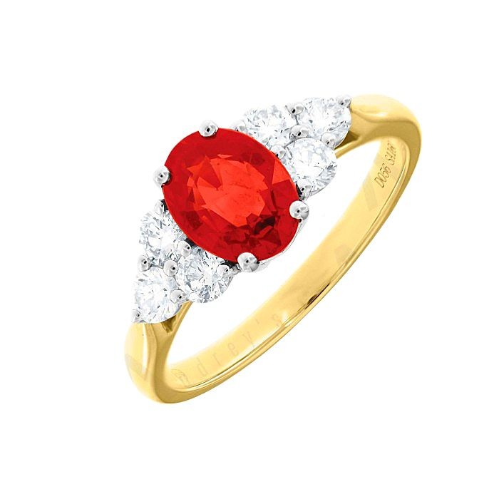 Orange Sapphire Diamond Ring