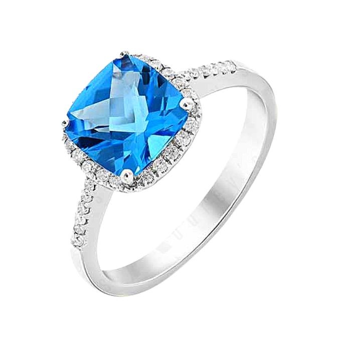 White Gold Topaz Diamond Ring