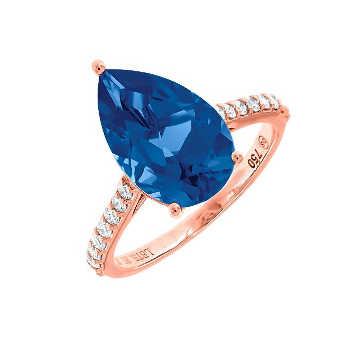Pear Shape London Blue Topaz Ring