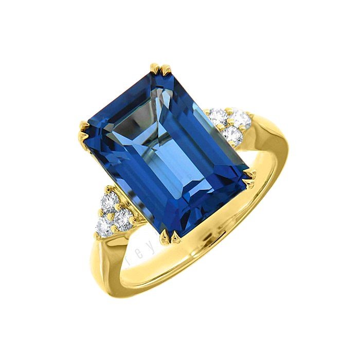 Emerald-cut Topaz Diamond Ring