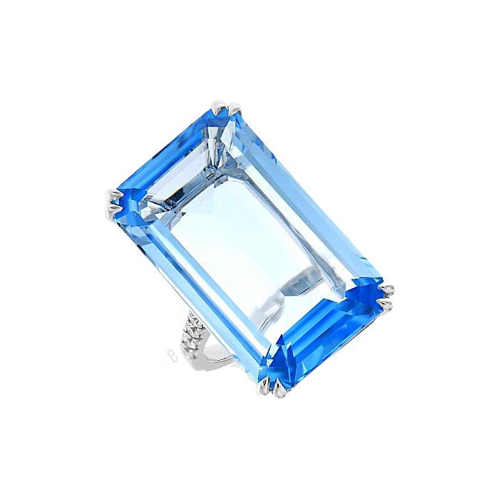 Emerald-cut Topaz Diamond Ring