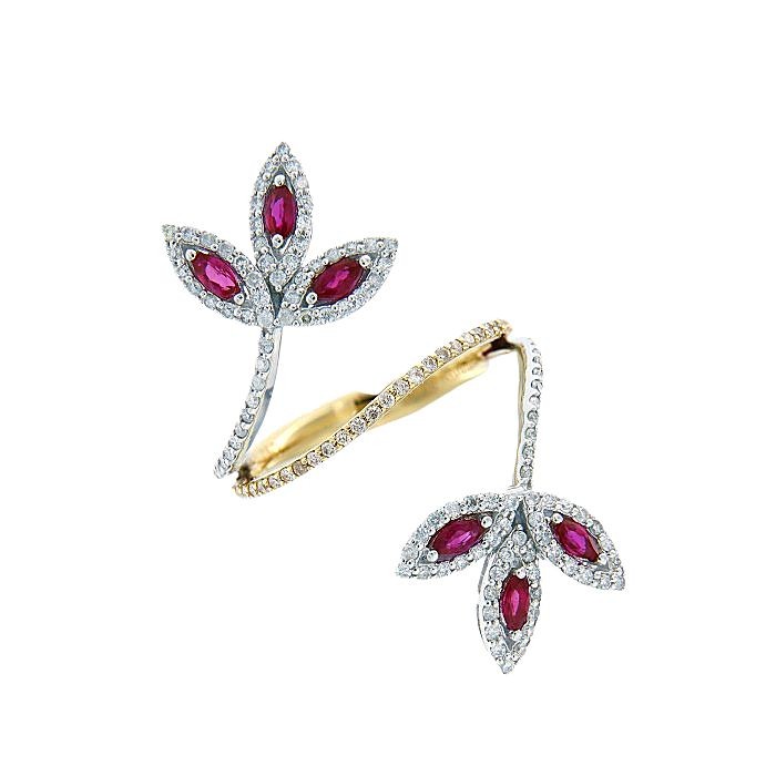  Ruby & Diamond Floral Ring