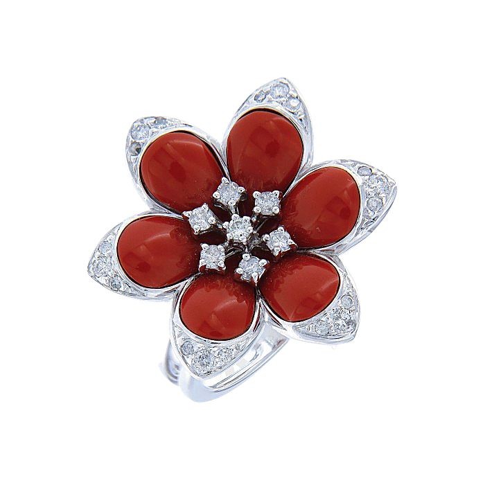 Gemstone & Diamond Floral Ring