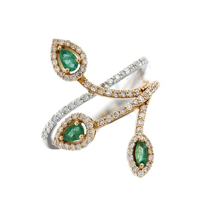 Emerald & Diamond Artistic Ring