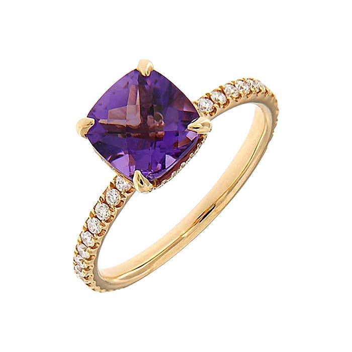 Amethyst Diamond Ring 