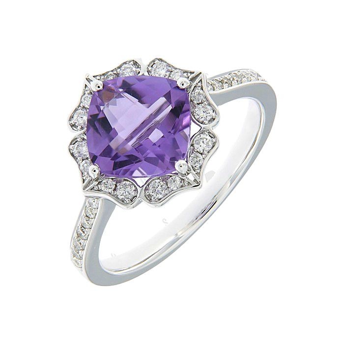  Amethyst Diamond Ring
