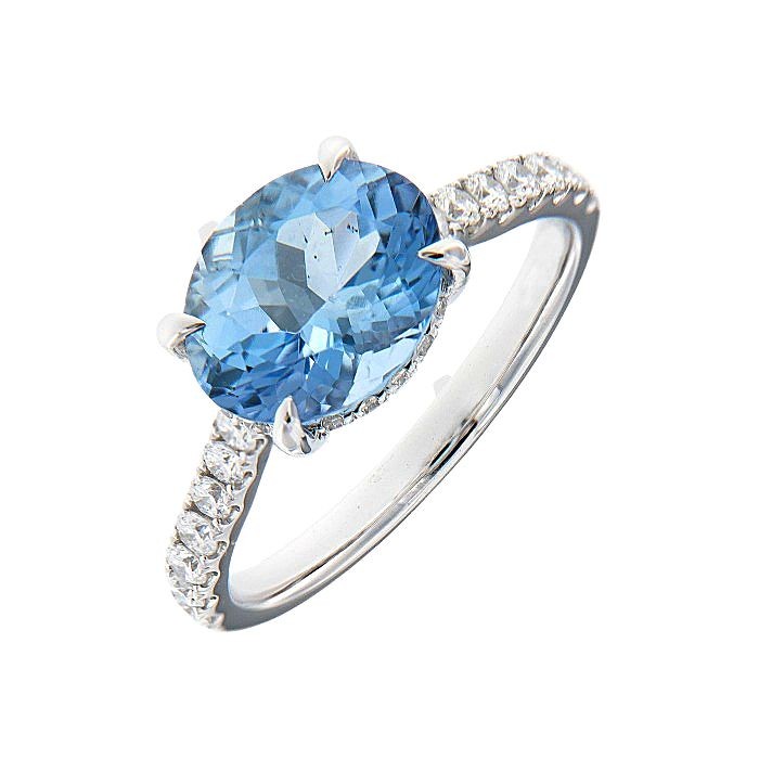Aquamarine Diamond Minimal Ring