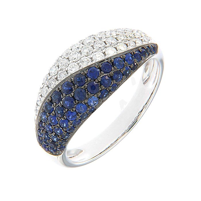 Sapphire Diamond Micropave Ring