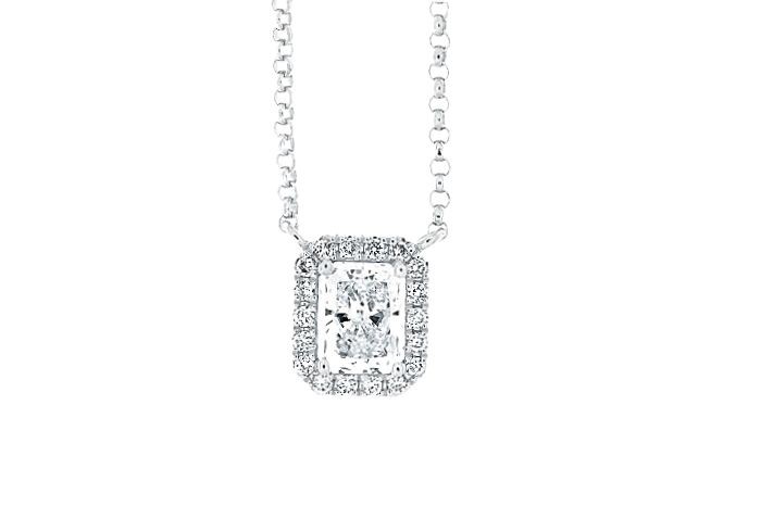 Halo Diamond Solitaire Necklace