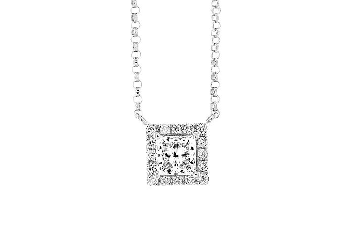  Halo Diamond Solitaire Necklace