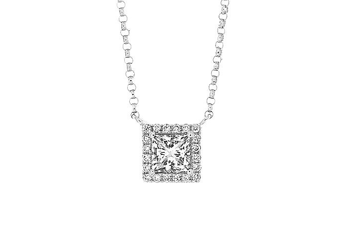 Halo Diamond Solitaire Necklace