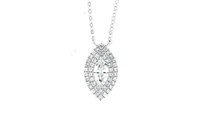 Double Halo Diamond Oval Necklace