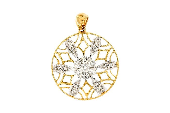 Floral Diamond Round Pendant/Necklace