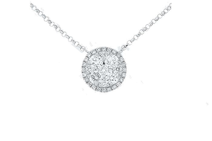 Halo Diamond Pave Necklace