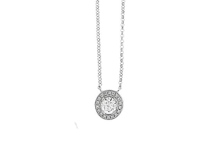 Halo Diamond Solitaire Necklace