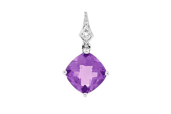 Amethyst Diamond Minimal Pendant