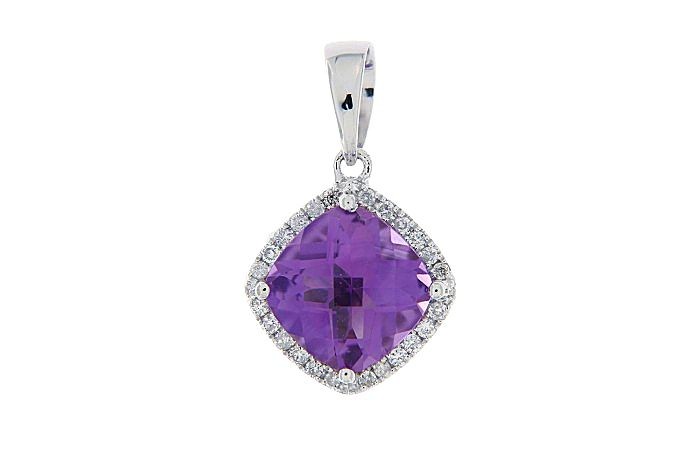 Amethyst Diamond Minimal Pendant