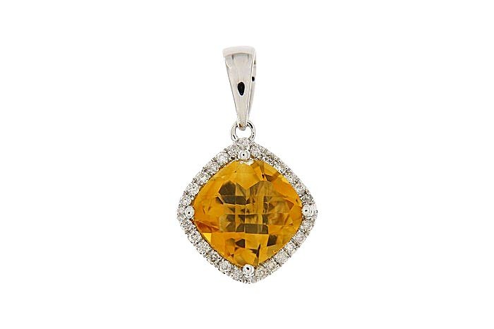 citrine square pendant