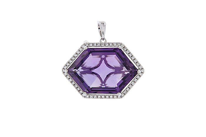  White Gold Diamond Amethyst Necklace