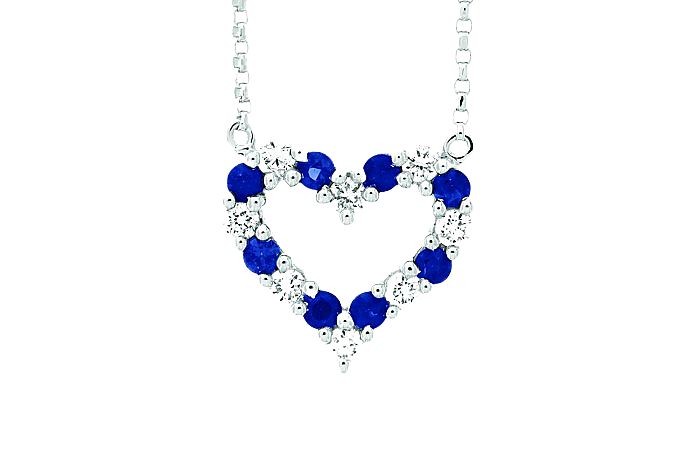 Sapphire Diamond Heart-Shape Necklace