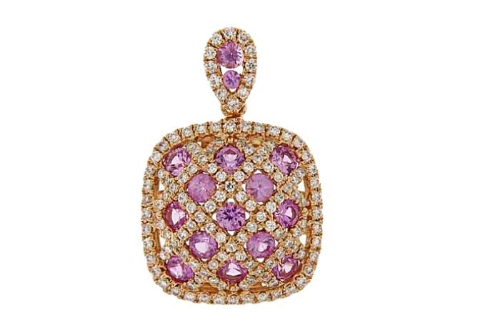Pink Sapphire Diamond Minimal Pendant