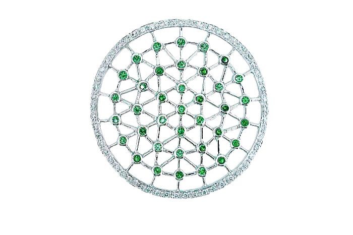 Green Sapphire Diamond Circle Pendant