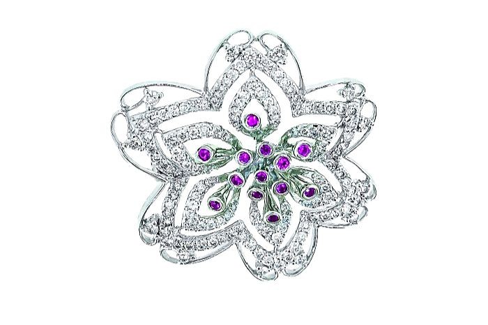 White Gold Diamond And Gemstone Pendant