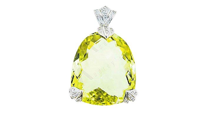 Lemon Quartz Diamond Drop Pendant