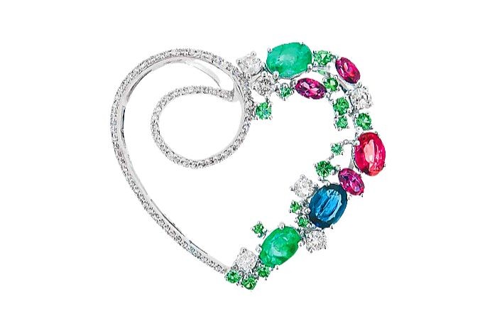 White Gold Diamond And Gemstone Pendant